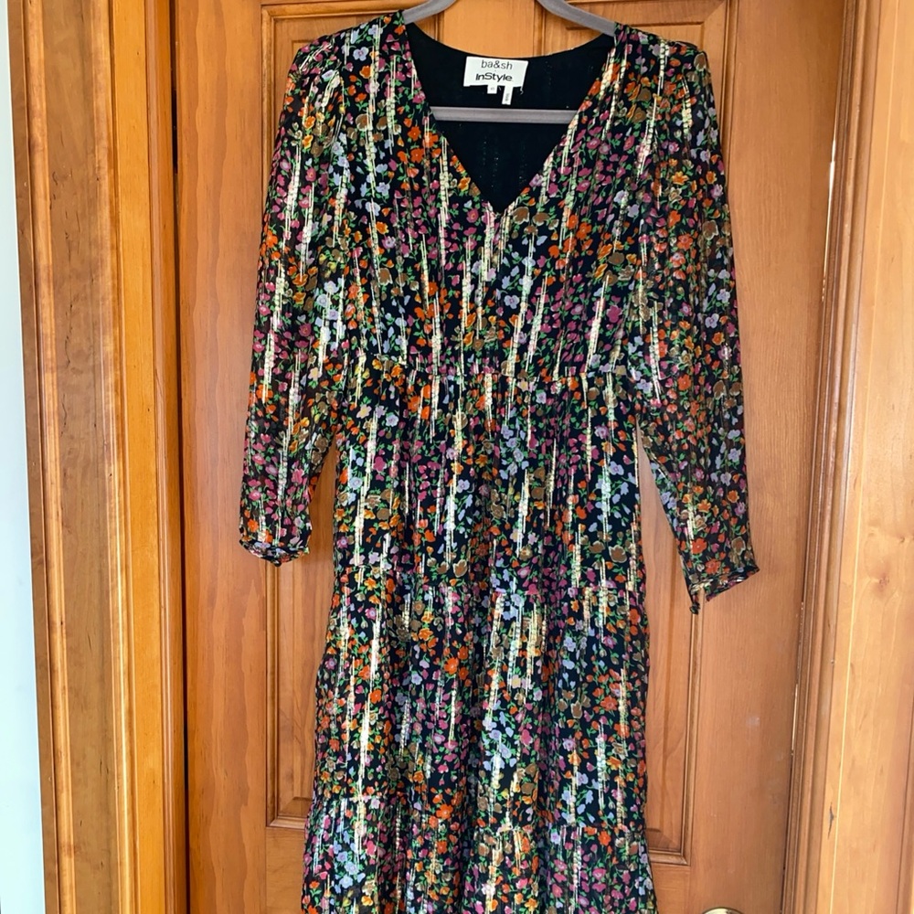 ba&sh Vibrant 90% Silk Floral Dress